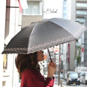【CarronSelect】フラワーエンブロイダリー晴雨兼用折りたたみミニ軽量日傘