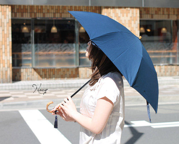 Nouvel Japonais 折りたたみ日傘 バンブーハンドル タッセル付　晴雨兼用 スライドショート 日本製