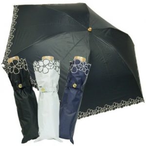 【CarronSelect】フラワーエンブロイダリー晴雨兼用軽量ミニ折りたたみ日傘