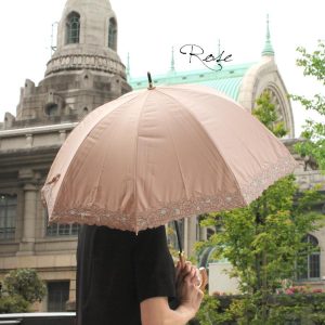 オーガンジーローズエンブロイダリーバルーン晴雨兼用長日傘