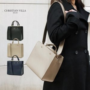 ミニバッグ スクエアトートバッグ レディース 小さめ ハンドバッグ 本革レザー 2WAY ミニショルダー イタリアブランド CHRISTIAN VILLA brand レディス bag