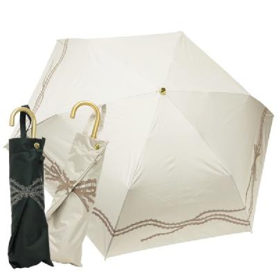 【CarronSelect】リボンレースエンブロイダリー晴雨兼用折りたたみミニスリム日傘