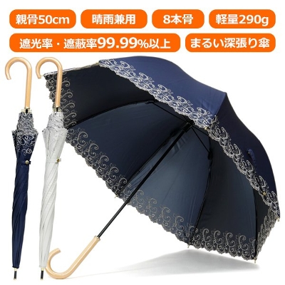 【CarronSelect】アイビーエンブロイダリーバルーン晴雨兼用長日傘
