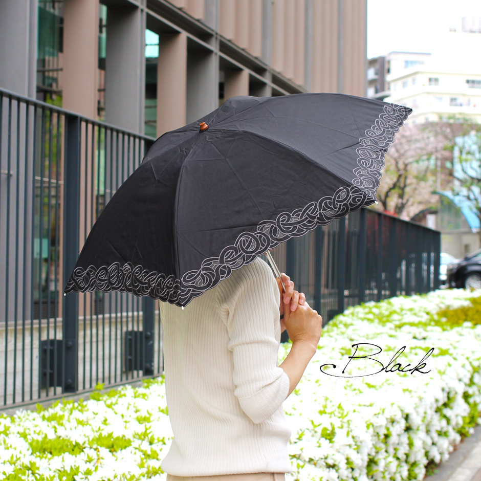 【CarronSelect】オーガンジーバテンレース晴雨兼用ミニ折りたたみ日傘