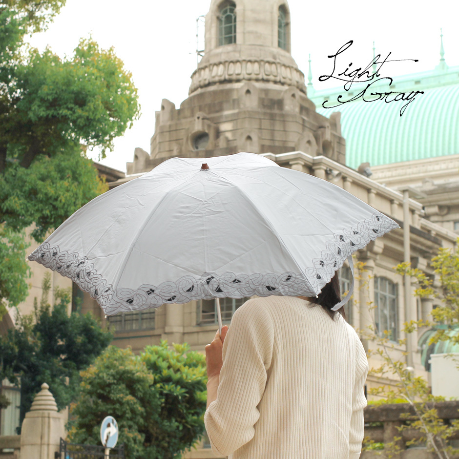【CarronSelect】オーガンジーバテンレース晴雨兼用ミニ折りたたみ日傘