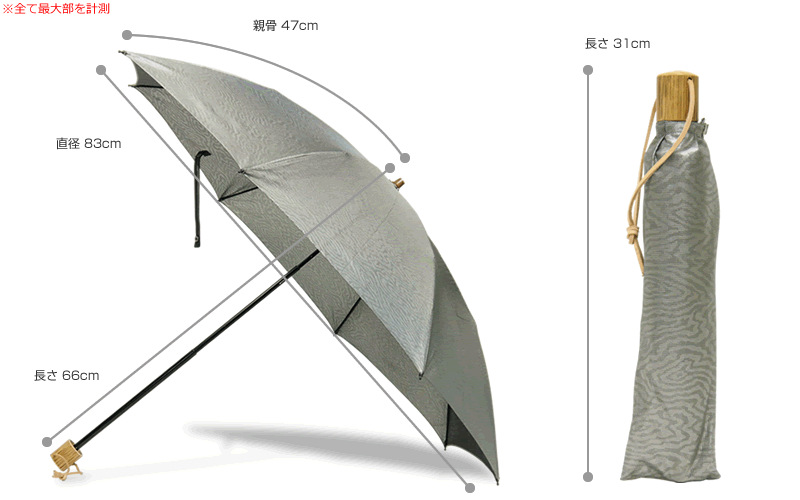 スパッタリング日傘 サイズ詳細