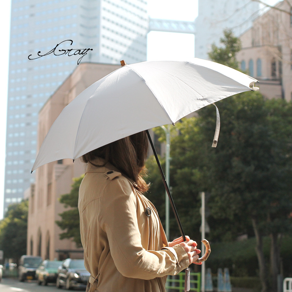 【Nouvel Japonais】折りたたみ日傘 バンブーハンドル タッセル付　晴雨兼用 スライドショート　日本製