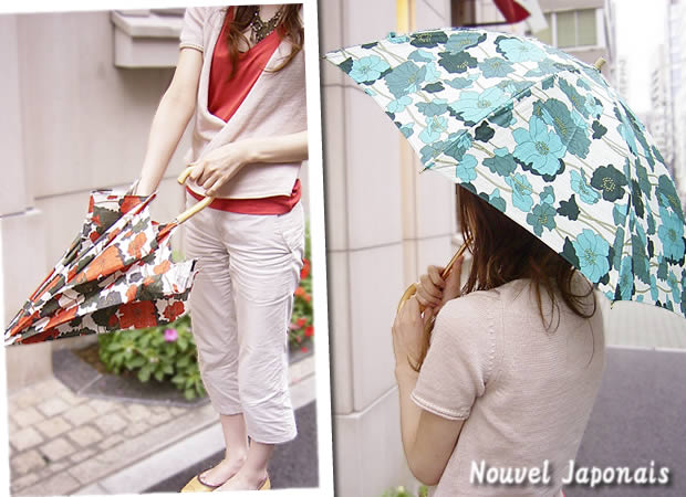 【Nouvel Japonais】晴雨兼用 江戸職人さんによる手作り折りたたみ日傘＜ポピー・フラワー＞ 傘・日傘 キャロン国